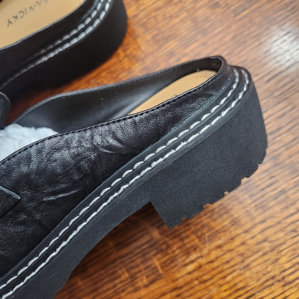 Lisa Vicky Mules Pace -V Black leather Cushioned Footbed Size 8.5 New in Box - Picture 8 of 10
